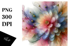 Glossy Pastel Chrysanthemum Watercolor PNG Product Image 1