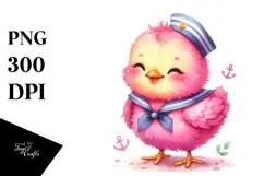 Colorful Chicken with Sailor Hat PNG Product Image 1