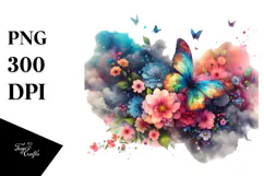 Colorful Butterfly Flowers PNG Product Image 1