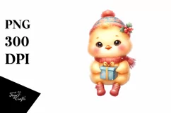 Cute Baby Chicken with Santa Hat PNG Product Image 1