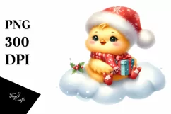 Cute Baby Chicken with Santa Hat PNG Product Image 1