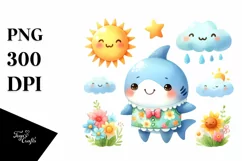 Whimsical Shark Baby Hummingbird | Sublimation | Clipart Product Image 3