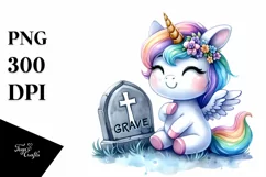 Vibrant Baby Unicorn with Grave | Clipart Product Image 3