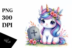 Vibrant Baby Unicorn with Grave | Clipart Product Image 3