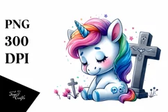 Vibrant Baby Unicorn with Grave | Clipart Product Image 3