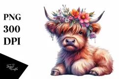 Colorful Highland Cow, Vibrant PNG Product Image 3