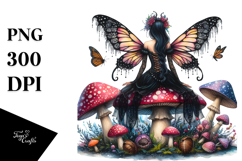 Gothic Fairy on Mushroom PNG Product Image 1