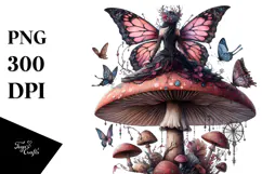 Gothic Fairy on Mushroom PNG Product Image 1