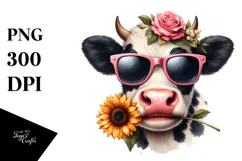 Funny Cow with Sunglasses PNG Product Image 1