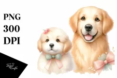 Watercolor Cute Pastel Golden Retriever Sticker Clipart Product Image 3