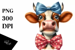 Cow Sublimation Clipart Funny Cow Portrait Product Image 3