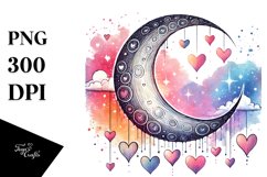 Simple Half Moon with Hearts PNG Product Image 1