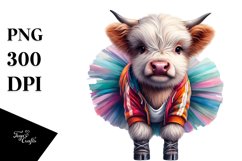 Colorful Baby Highland Cow Contemporary Dancer&#039;s Outfit PNG Product Image 1
