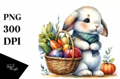 Colorful Baby Rabbit with Basket | Sublimation | Clipart Product Image 3