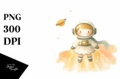 Whimsical Astronaut Girl in Yellowish Product Image 1