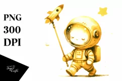 Whimsical Astronaut Girl in Yellowish Product Image 1