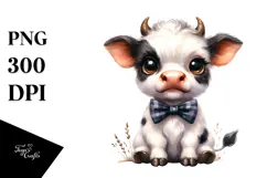 Contempt Baby Cow with Bow and Tie PNG Product Image 1