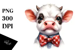 Disgusted Baby Cow with Bow and Tie PNG Product Image 1