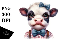 Disgusted Baby Cow with Bow and Tie PNG Product Image 1