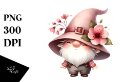 Cute GNOME with Cherry Blossom, High-Quality PNG Product Image 1