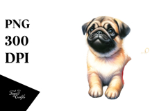 Pug with Christmas Decorations PNG Product Image 1