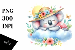 Watercolor Whimsical Cute Baby Koala Dressed for Summer Product Image 4