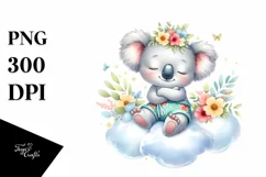 Watercolor Whimsical Cute Baby Koala Dressed for Summer Product Image 1