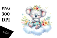 Watercolor Whimsical Cute Baby Koala Dressed for Summer Product Image 1