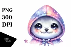 Colorful Smiling Baby Hooded Seal Clipart Product Image 1