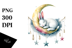 Watercolor Bunny Moon Boho Product Image 1