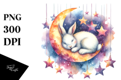 Watercolor Bunny Moon Boho Product Image 1