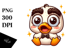 Cute Cartoon Duck with Human-Like Eyebrows PNG Product Image 1