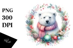 Colorful Pastel Christmas Polar Bear PNG Product Image 3