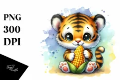 Funny Cute Baby Tiger Holding Corncob | Sublimation | Product Image 3