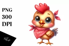 Watercolor Funny Baby Rooster Standing Bandana | Clipart Product Image 1