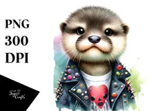 Cute Energetic Baby Otter, High-Res PNG Product Image 1