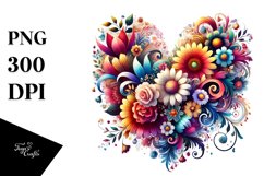 Digital Painting Floral Heart PNG Product Image 1
