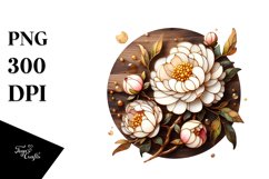 Detailed Golden Peonies Sticker | Clipart Product Image 3