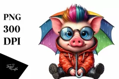 Goofy Sitting Baby Pig PNG Product Image 1