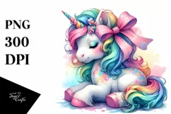 Baby Unicorn with Ribbon PNG Product Image 3