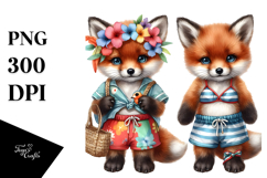 Adorned Baby Fox in Beachwear, PNG Product Image 1