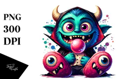 Funny Goofy Vampire Chewing Bubble Gum PNG Product Image 1