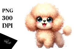 Watercolor Cute Cartoon Poodle PNG Product Image 1