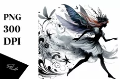 Gothic Watercolor Fairy, PNG Product Image 1