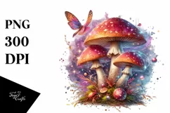 Shiny Magical Mushroom,Watercolor Splash PNG Product Image 3