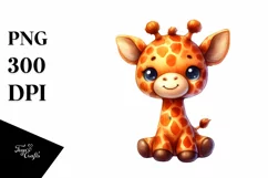 Colorful Watercolor Giraffe Clipart Product Image 3