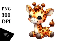 Colorful Watercolor Giraffe Clipart Product Image 1