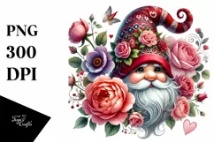 Detailed Valentines Gnome with Hat, PNG Product Image 1