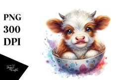 Smiling Baby Highland Cow in a Pocket | Clipart Product Image 3