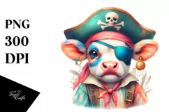 Colorful Baby Cow with Pirate's Eye Patch PNG Product Image 1